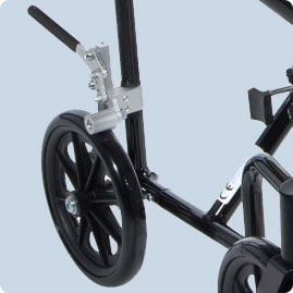 brakes on the rear wheels of a transport wheelchair